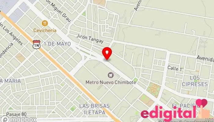 mapa de América Express - Terminal Pacífico Servicio de transporte, Agencia de viajes en Nuevo Chimbote
