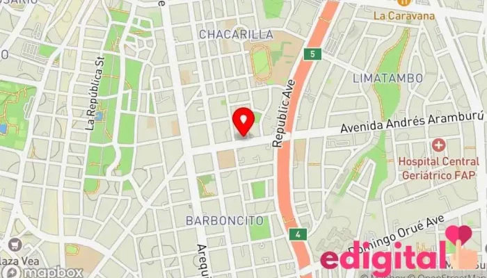 mapa de Botica Cruz Roja Farmacia en San Isidro