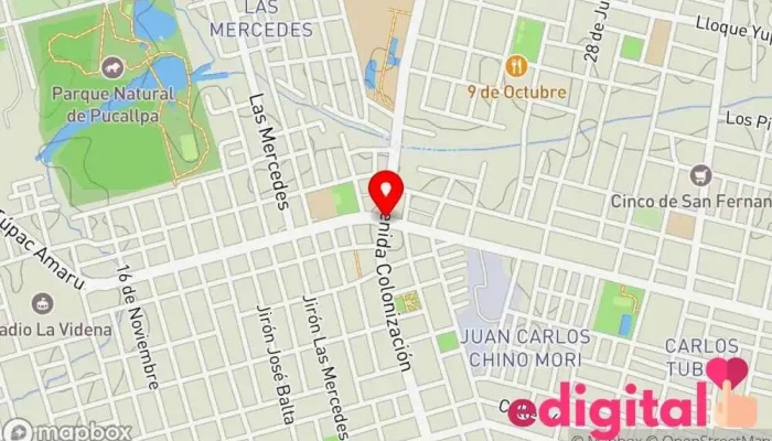mapa de Botica MyC Farma Farmacia en Pucallpa