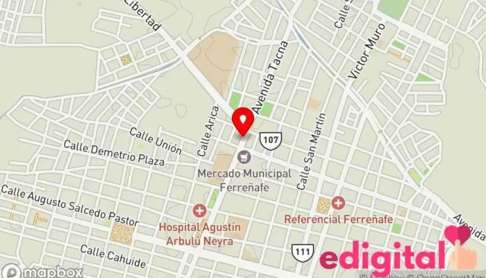 mapa de Botica Tacna Pharma Farmacia en Ferreñafe