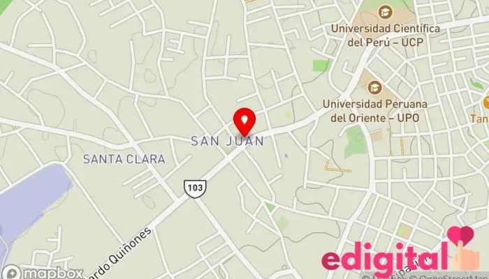 mapa de Botica tu farma san juan Tienda de comestibles, periódicos y medicamentos en Iquitos