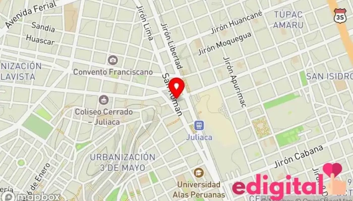mapa de Boticas Hampi Farma Farmacia en Juliaca