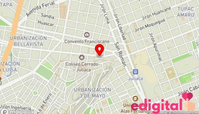 mapa de Boticas Sano Farma Farmacia en Juliaca