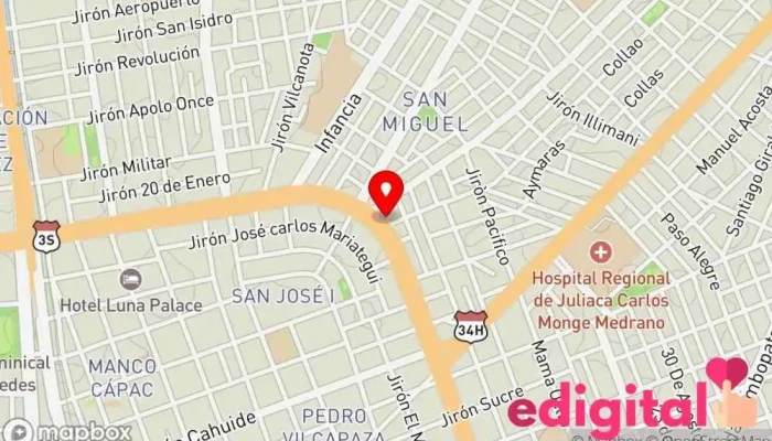 mapa de FARMACIA CRUZ VERDE Farmacia en Juliaca