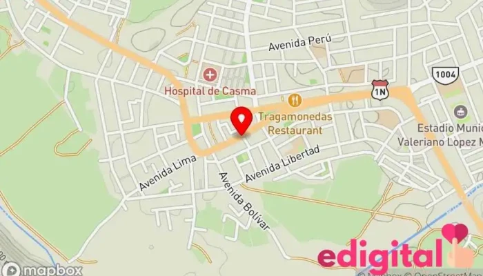 mapa de INKAFARMA-CASMA Farmacia, Tienda de comestibles, periódicos y medicamentos en Casma
