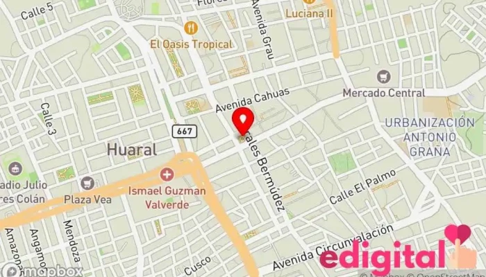 mapa de Plaza de Armas de Huaral Parque, Atracción turística en Huaral
