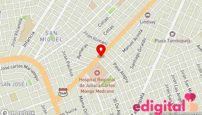 mapa de San Martín de Porres Farmacia en Juliaca