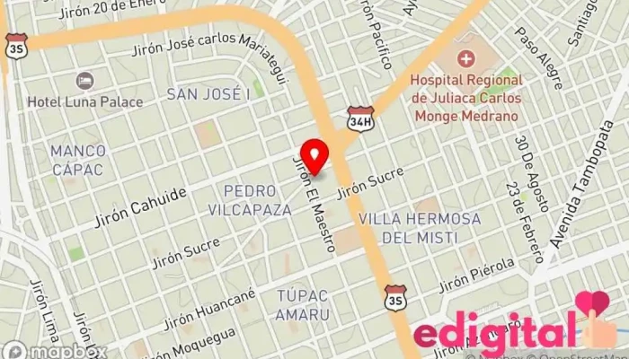 mapa de Terminal para San Antonio de Putina Aparcamiento en Jiron Enrique Caceres 508
