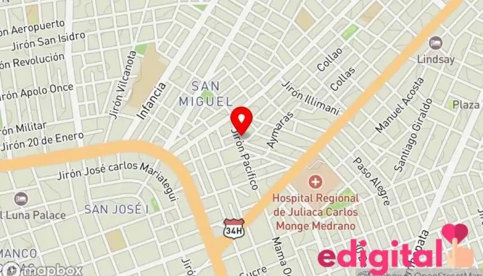 mapa de TERMINAL SAN FRANSISCO - Sandia Agencia de excursiones en autobús en Juliaca 21103
