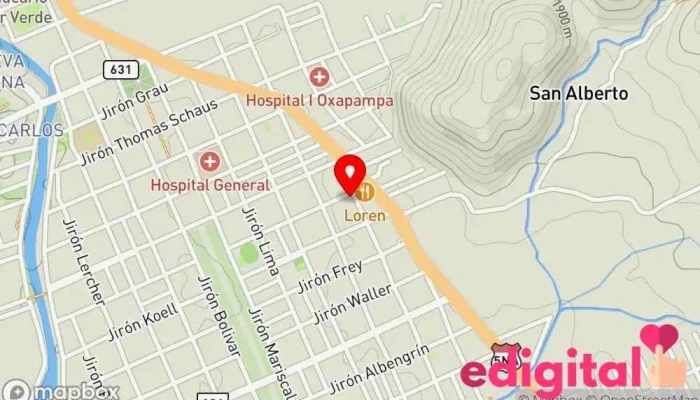 mapa de Terminal Terrestre Oxapampa Estación de autobuses en Oxapampa 19230