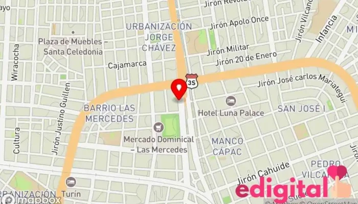 mapa de Terminal Terrestre Publico A Sicuani Centro comercial en Juliaca 21101