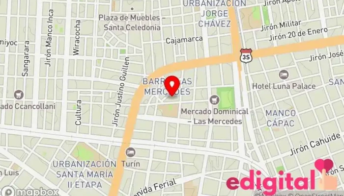 mapa de Terminal Zonal Las Mercedes Estación de autobuses en Perú