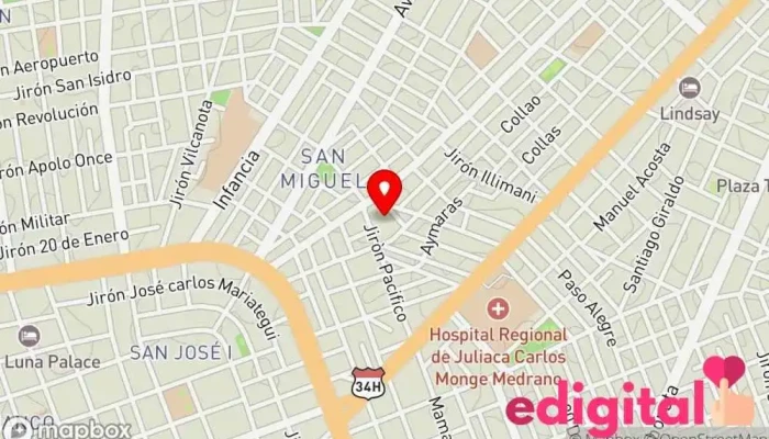 mapa de Terminal Zonal San Francisco Parada de transporte público en Juliaca 21103